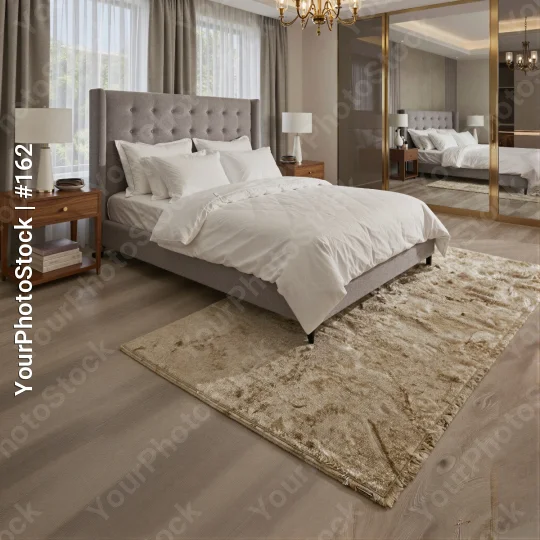 Luxury Modern Bedroom with Gray Headboard white