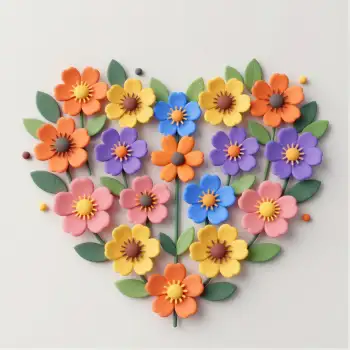 Heart-Shaped Paper Flowers Arrangement colorful
