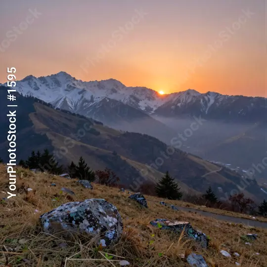 Mountain Range at Sunrise landscape snowy mountains