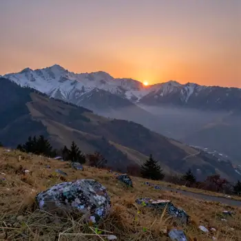 Mountain Range at Sunrise landscape snowy mountains