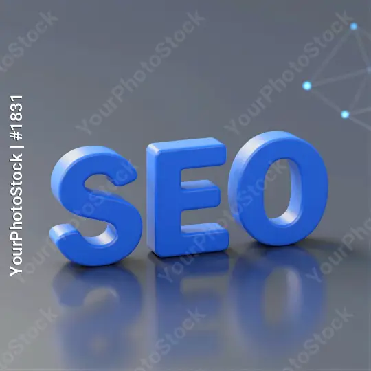 3D Blue SEO Letters Tilted Modern Technology 3d letters