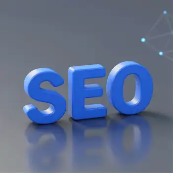 3D Blue SEO Letters Tilted Modern Technology 3d letters