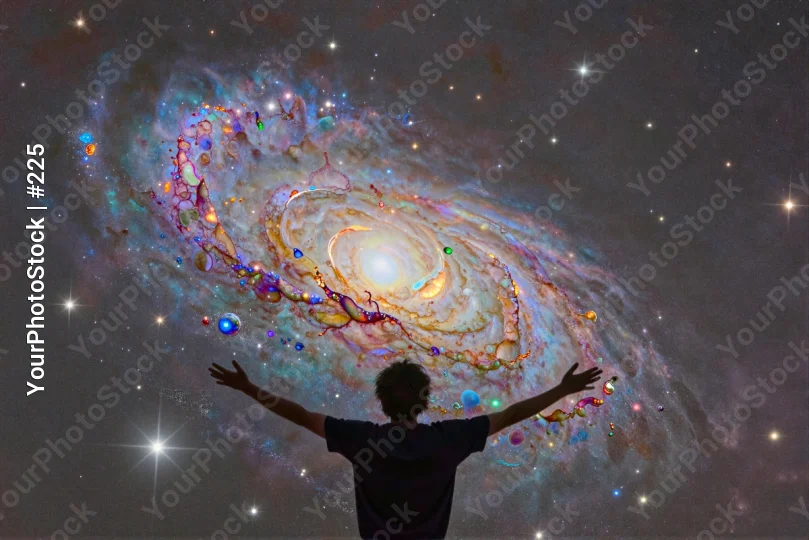 Person Staring at Galaxy, Wide-Arm Pose wide arm pose