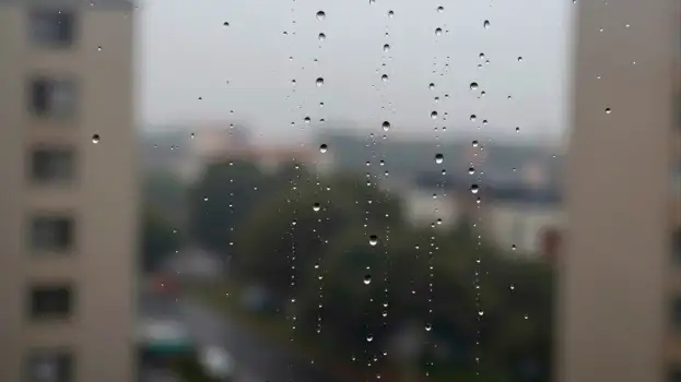 Raindrops on Glass Window