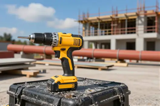 Construction Site with Yellow Cordless Drill yellow tool