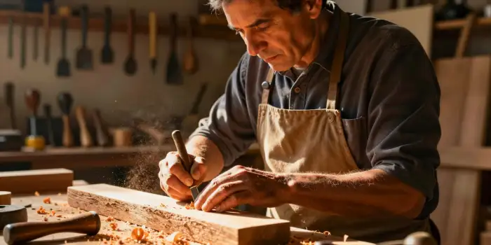 Woodworker Carving Wood woodworking workshop chisel man