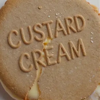 Custard Cream Cake Close-Up frosting sprinkles