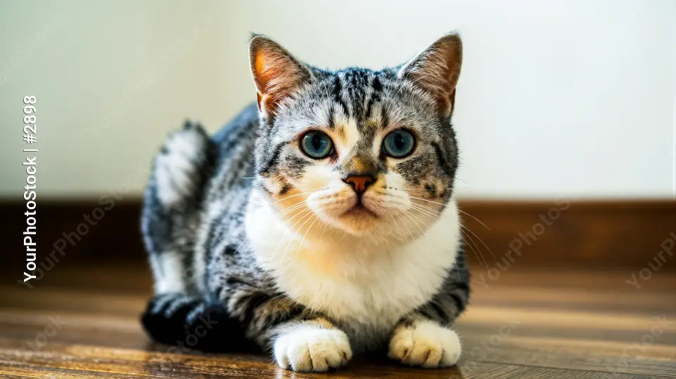 Adorable Cat on Floor looking at the camera