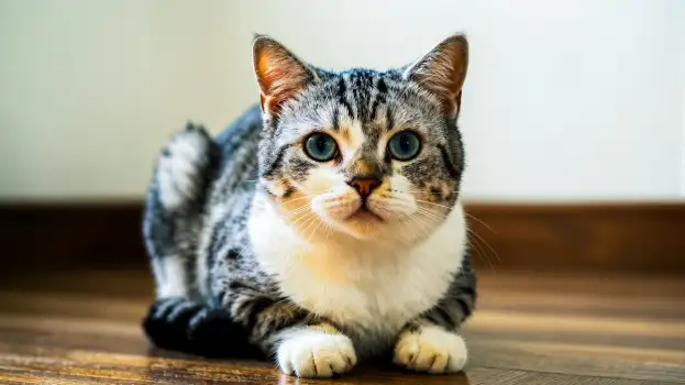 Adorable Cat on Floor looking at the camera