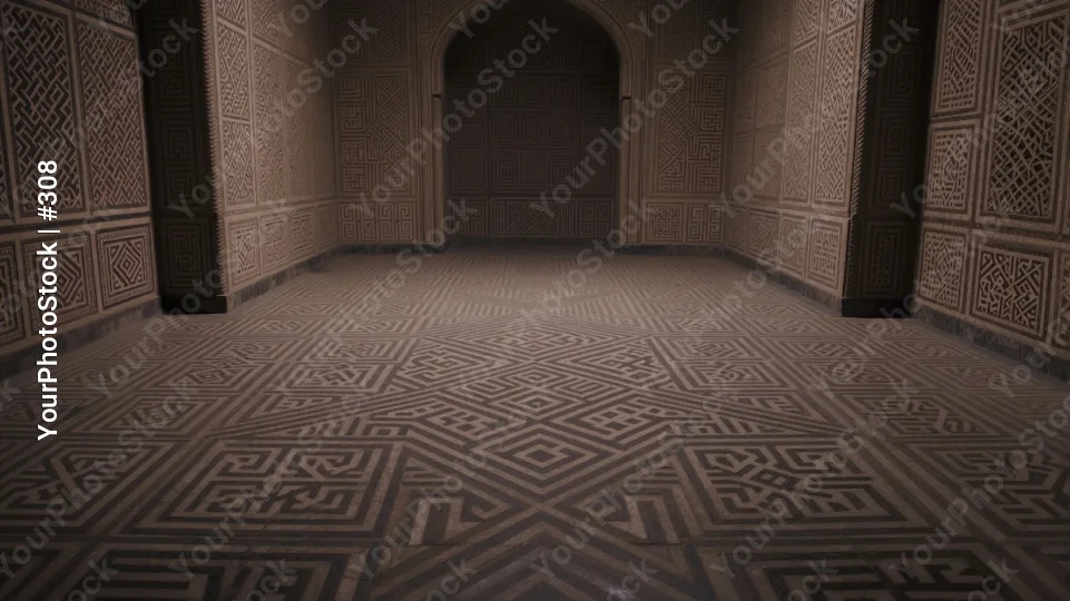 Old Room with High Ceiling and Arched Entrance