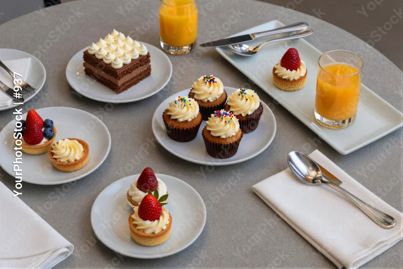 Desserts and Drinks Spread on Table table spread