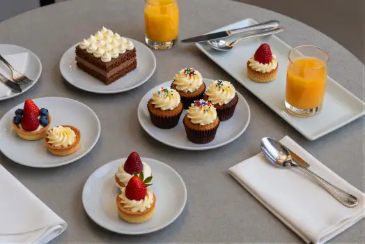 Desserts and Drinks Spread on Table table spread
