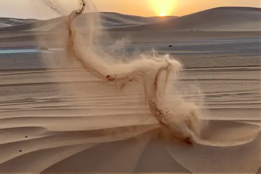 Desert Landscape Sunset with Floating Wave mountains