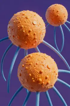 Three Orange Spheres in Triangular Formation textured