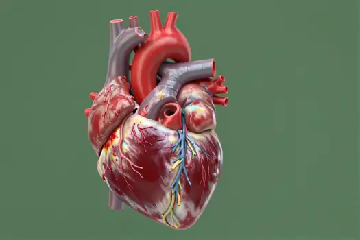 3D Rendered Human Heart with Blood Vessels ventricles