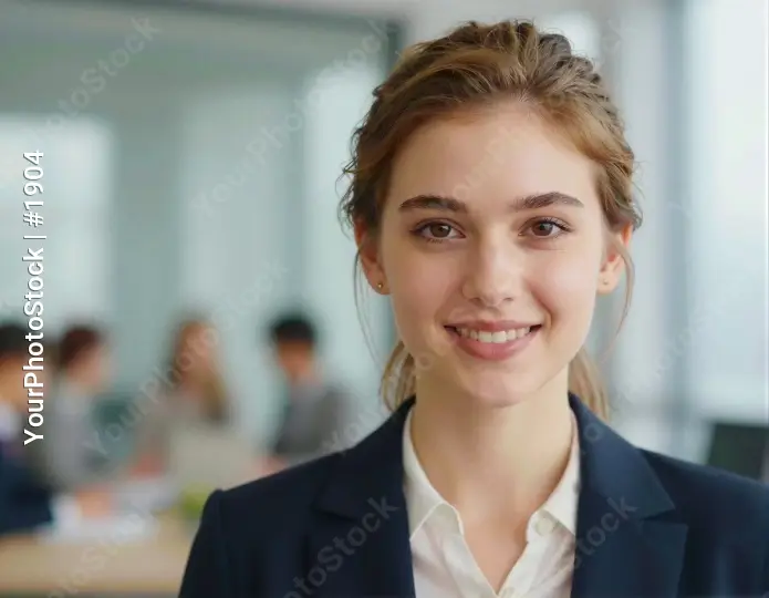 Confident Young Woman in Office Smiling professional business