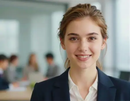 Confident Young Woman in Office Smiling professional business