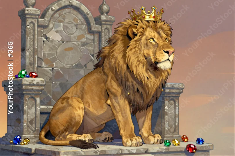 Lion Throne Digital Illustration stone intricate carvings