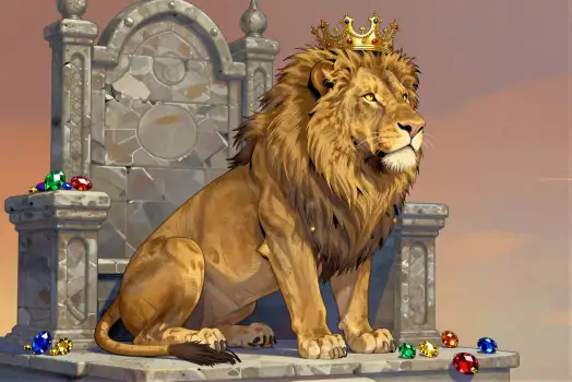 Lion Throne Digital Illustration stone intricate carvings