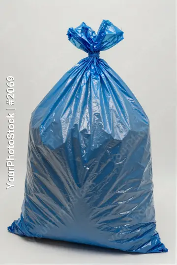 Blue Transparent Garbage Bag Standing Upright recycle