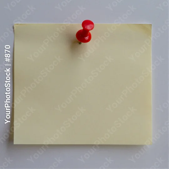 Blank Yellow Sticky Note on White Wall push pin