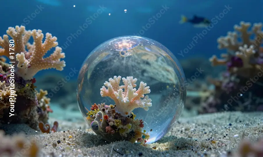 Underwater Bubble with Coral Reefs fish ocean