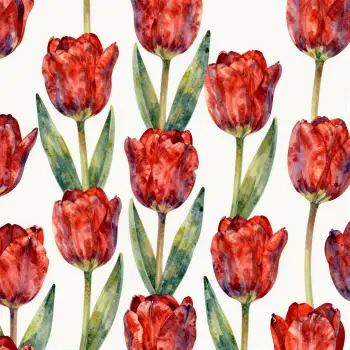 Red Tulips Pattern White Background tulip pattern