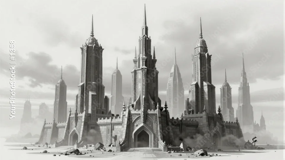 Futuristic Cityscape with Symmetrical Buildings