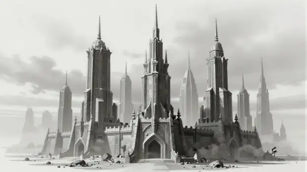 Futuristic Cityscape with Symmetrical Buildings