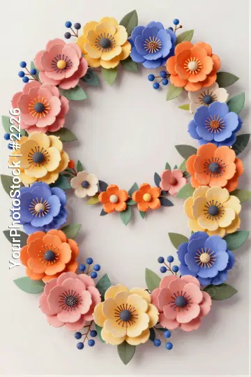 Colorful Paper Flower Wreath paper flowers symmetrical