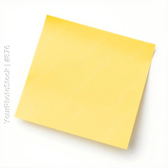 Sturdy Yellow Paper on White Background smooth texture Sticky Note