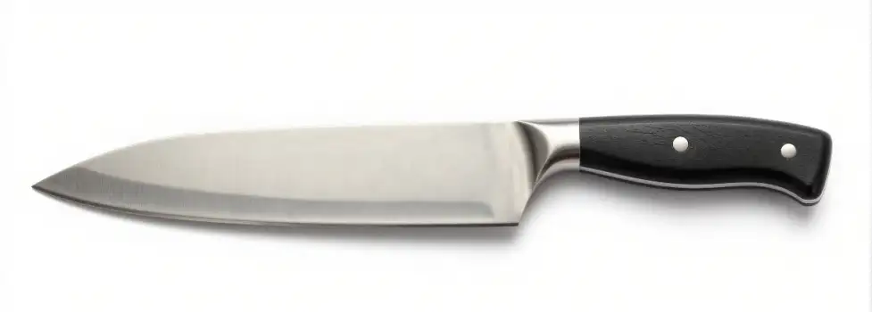 Modern Kitchen Knife with Black Handle serrated edge