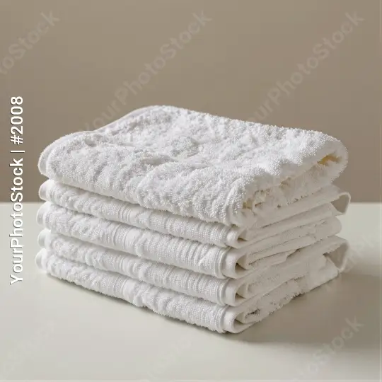 Neat Stack of White Towels with Floral Pattern hotel