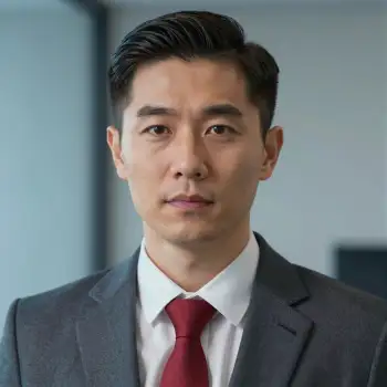 Young Asian Man in Grey Suit Looking Serious serious expression business