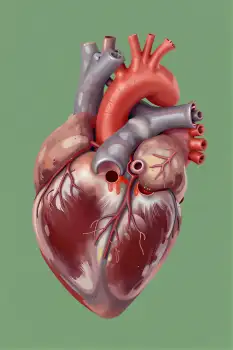 3D Illustration of Human Heart with Blood Vessels and Arteries
