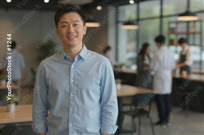 Young Man Smiling in Modern Office professional atmosphere corporate ceo