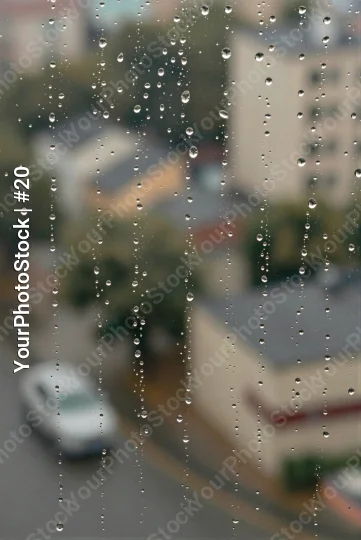 Raindrops on Glass Exterior