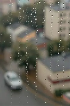 Raindrops on Glass Exterior