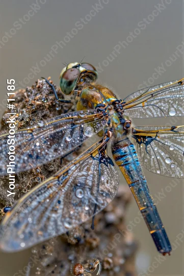 Dragonfly on Rock Close-Up insects nature wings