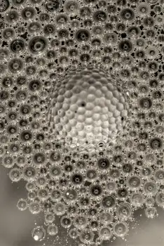 Black and White Spherical Object with Interconnected Circles bubbles