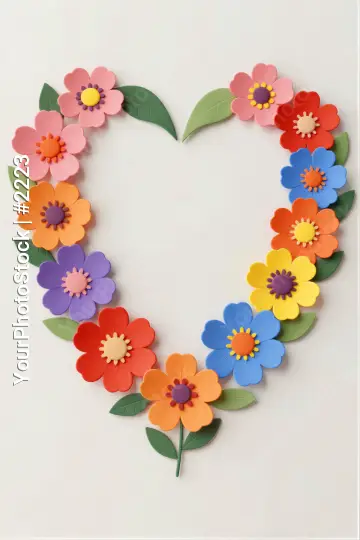 Heart-shaped Paper Flower Wreath vibrant colors