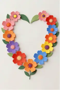 Heart-shaped Paper Flower Wreath vibrant colors