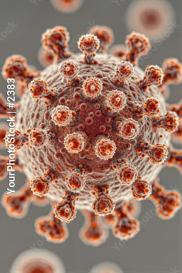 Close-up of Spherical Cell Structure orange cells virus