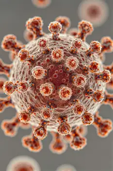 Close-up of Spherical Cell Structure orange cells virus