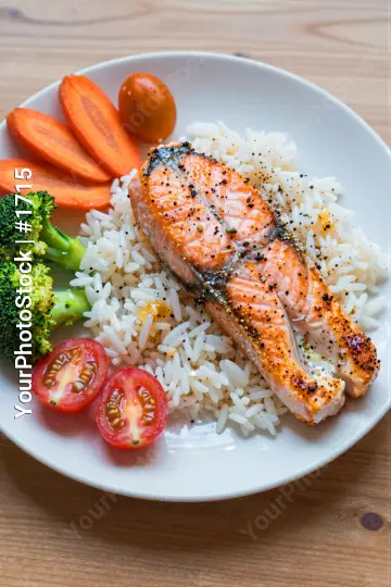 Delicious Salmon Over Rice with Vegetables meal