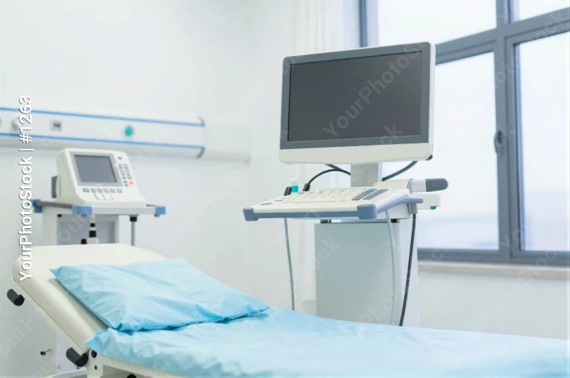 Medical Examination Table in Hospital Room surgical