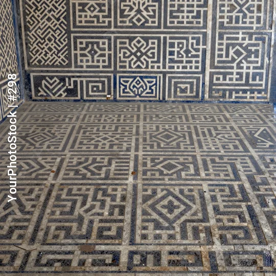 Geometric Black and White Tile Floor Design ornate design