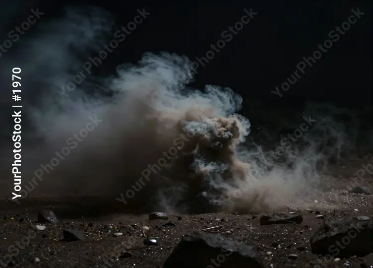 Dramatic Cloud of White Smoke Rising from Ground