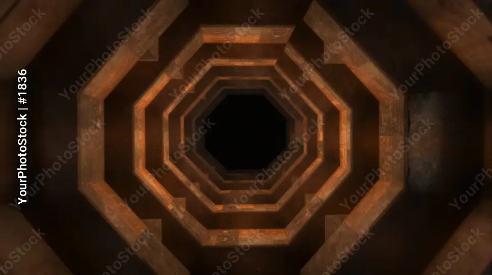 Hexagonal Wooden Structure Tunnel 3D Rendering