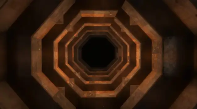 Hexagonal Wooden Structure Tunnel 3D Rendering